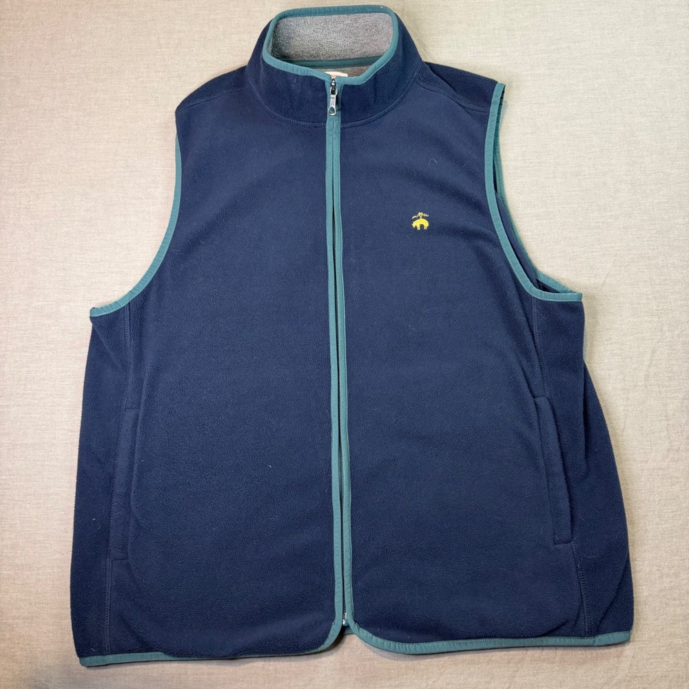 Brooks Brothers Fleece Vest Mens L Navy Blue Excellent Full Zip Golden Fleece